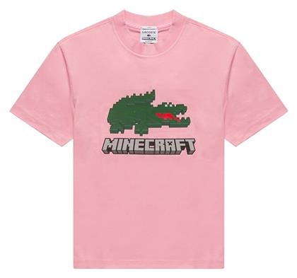 Minecraft Ανδρικό T-shirt Ροζ με Στάμπα Lacoste