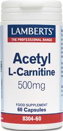 Lamberts Acetyl L-Carnitine Συμπλήρωμα Διατροφής με Καρνιτίνη 500mg 60 κάψουλες
