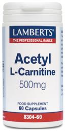 Acetyl L-Carnitine Συμπλήρωμα Διατροφής με Καρνιτίνη 500mg 60 κάψουλες Lamberts