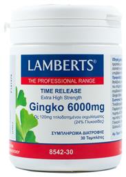 Ginkgo Biloba 6000mg 30 ταμπλέτες Lamberts