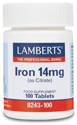 Iron (as Citrate) 14mg 100 ταμπλέτες Lamberts
