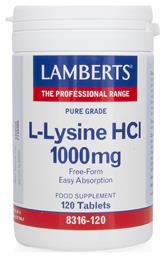 L-Lysine HCL 1000mg 120 ταμπλέτες Lamberts