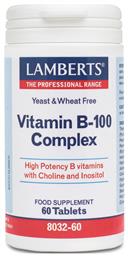 Vitamin B-100 Complex Βιταμίνη 100mg Energy 60 ταμπλέτες Lamberts
