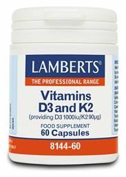 Vitamin D3 1000iu & K2 90µg Βιταμίνη 1000iu 60 κάψουλες Lamberts