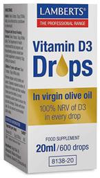 Vitamin D3 Drops Βιταμίνη 200iu 20ml Lamberts