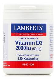 Vitamin D3 Βιταμίνη 2000iu 120 κάψουλες Lamberts