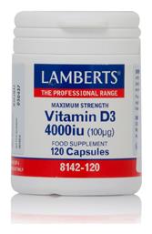 Vitamin D3 Βιταμίνη 4000iu 120 κάψουλες Lamberts