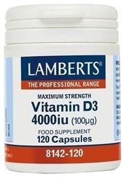 Vitamin D3 Βιταμίνη 4000iu 120 κάψουλες Lamberts