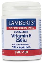 Vitamin E Βιταμίνη 250iu 168mg 100 κάψουλες Lamberts