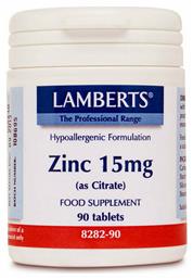 Zinc (as Citrate) 15mg 90 ταμπλέτες Lamberts
