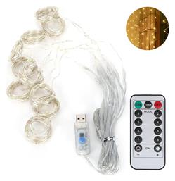 Λαμπάκια LED 3μ. x 300εκ Θερμό Λευκό USB τύπου Κουρτίνα 1τμχ