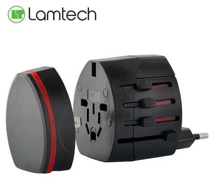 Black Universal Travel Power Adapter Αντάπτορας Πρίζας από Universal σε Universal Lamtech