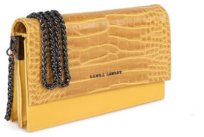 Dudley Croco Γυναικεία Flap Bag 'Ωμου Κίτρινη Laura Ashley