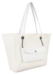 Relief Stick Γυναικεία Τσάντα Shopper 'Ωμου Λευκή Laura Ashley