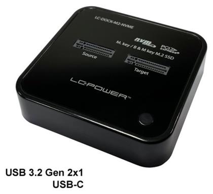 LC-Power Docking Station για 2 Σκληρούς Δίσκους PCIe/SATA M.2 (2230)'' / M.2 (2242)'' / M.2 (2260)'' / M.2 (2280)'' με σύνδεση USB 3.2 (LC-DOCK-M2-NVME) - LC Power