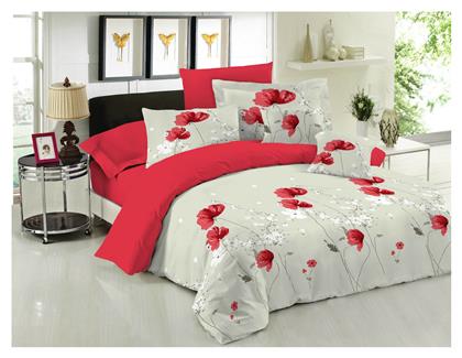 Anemone Σετ Κουβερλί Υπέρδιπλο Βαμβακερό Red 220x240cm Le Blanc