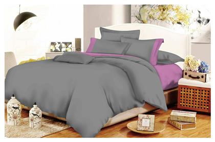 Σετ Μονό 3τμχ 160x240εκ. Cotton Line Γκρι-Λιλά Le Blanc