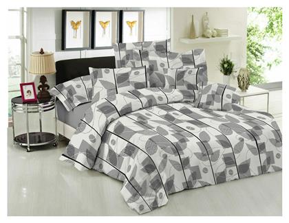 Σετ Υπέρδιπλο 4τμχ 160x200+33εκ. με Λάστιχο Leaves Grey Le Blanc