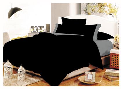 Σετ Σεντόνια Μονά με Λάστιχο 100x200x20 Cotton Line Μαύρο-Γκρί Le Blanc