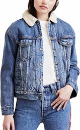 Levi's Trucker Ex Κοντό Γυναικείο Τζιν Μπουφάν με Επένδυση Γούνας Μπλε από το Altershops