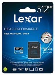 High-Performance 633x microSDXC 512GB Class 10 U3 V30 A2 UHS-I Lexar