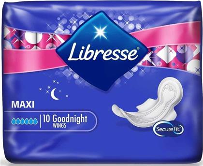 Maxi Goodnight Σερβιέτες με Φτερά Νυκτός για Αυξημένη Ροή 6 Σταγόνες 10τμχ Libresse