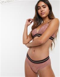 Lindex SoU high leg brazilian knickers with lurex band in dusty pink από το Asos