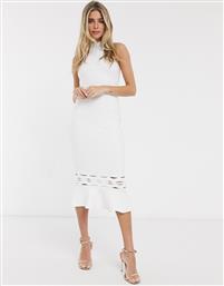 Lipsy flippy hem halterneck dress in white από το Asos