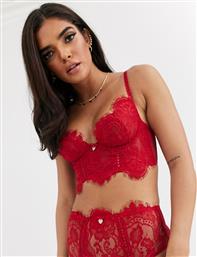 Lipsy Lonnie longline lace bra in red από το Asos