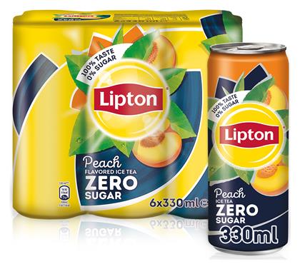 Ροδάκινο Ice Tea Ροδάκινο Χωρίς Ανθρακικό Χωρίς Ζάχαρη Κουτί 6x330ml Lipton