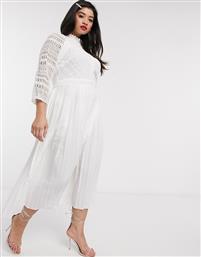 Little Mistress lace detail midaxi dress in white από το Asos