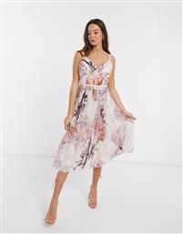 Little Mistress Lea pleated midi dress in marble print-Multi από το Asos
