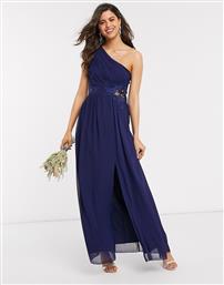 Little Mistress navy one shoulder maxi dress with lace in navy από το Asos