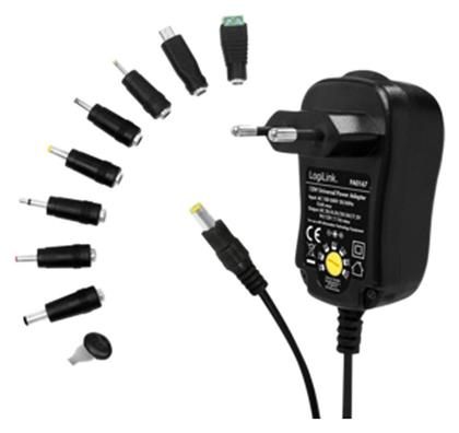 Ρυθμιζόμενο Universal Τροφοδοτικό 3 έως 12V 1A 12W με 8 βύσματα (PA0167) LogiLink