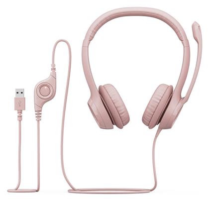 H390 On Ear Multimedia Ακουστικά με μικροφωνο και σύνδεση USB-A σε Ροζ χρώμα Logitech