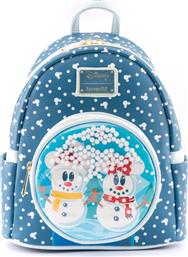 Loungefly Snowman Mickey Snow Globe Mini Παιδική Τσάντα Πλάτης Γαλάζια 22.5x25x11.25εκ.