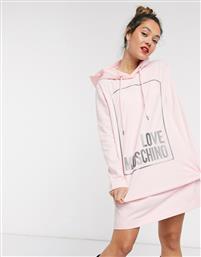 Love Moschino classic box logo hooded dress in pink από το Asos