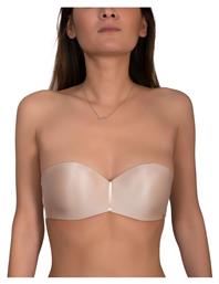 Basic Miracle Μπεζ Strapless Σουτιέν Push Up με Μπανέλες Luna