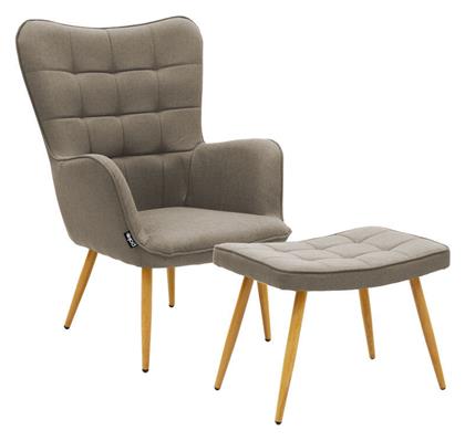 Μπερζέρα με Υποπόδιο Maddison 68x72x98cm Μπεζ / Φυσικό - Pakketo