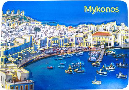 Μαγνητάκι Ψυγείου Τετράγωνο με ανάγλυφο σχέδιο Μύκονος, 10x7cm, Ι Love Mykonos - Cb από το Hellas-tech