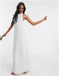 Maids to Measure bridesmaid high neck maxi dress in chiffon-Grey από το Asos