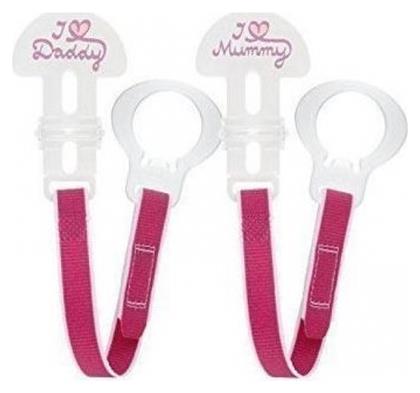 I Love Mummy/Daddy Clip Set White - Pink 2τμχ Mam