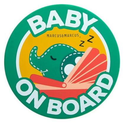 Σήμα Baby on Board με Αυτοκόλλητο Ελεφαντάκι Πράσινο Marcus & Marcus