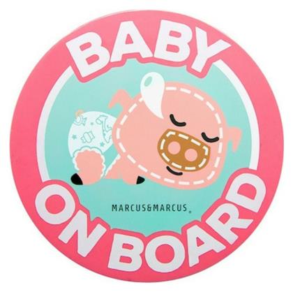 Σήμα Baby on Board με Αυτοκόλλητο Γουρουνάκι Κόκκινο Marcus & Marcus