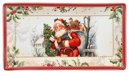 Χριστουγεννιάτικη Πιατέλα Πορσελάνινη Καφέ Μ25xΠ15εκ. Marva