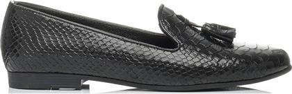Μαύρο δερμάτινο snakeskin loafer - Γυναικείο - UA9903-L14 από το Migato
