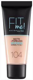 Fit Me Matte + Poreless Liquid Make Up 104 Soft Ivory 30ml Maybelline