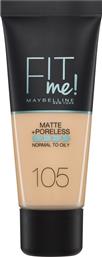 Maybelline Fit Me Matte + Poreless Liquid Make Up 105 Natural Ivory 30ml