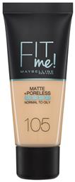 Fit Me Matte + Poreless Liquid Make Up 105 Natural Ivory 30ml Maybelline