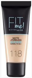 Fit Me Matte + Poreless Liquid Make Up 118 Nude 30ml Maybelline